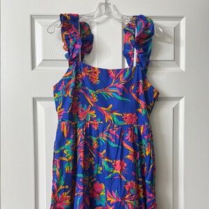 Jcrew Floral Ruffle Strap Maxi Dress